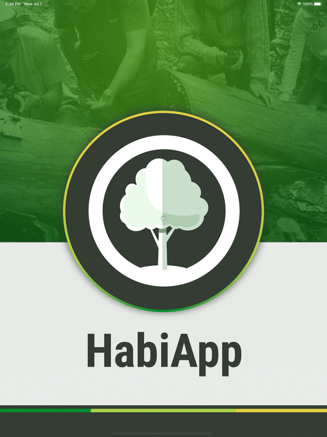 Abbildung: Der Screenshot zeigt den Startbildschirm der Habitatbaum-App "Habi App".